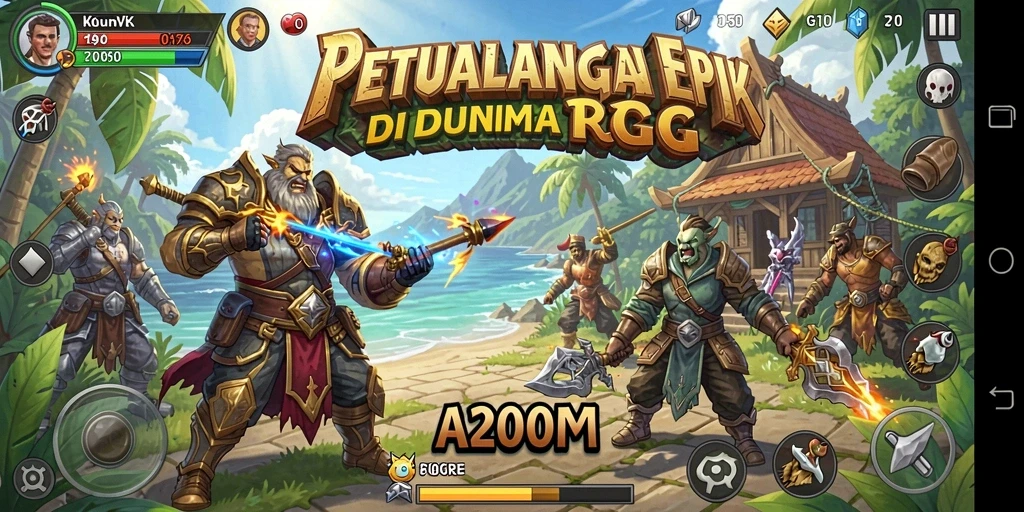 Tampilan gameplay epik dalam dunia RPG A200M yang mendebarkan.