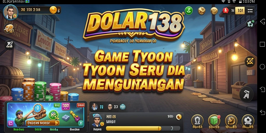 Screenshot utama DOLAR138 menunjukkan gameplay seru dalam membangun kerajaan bisnis.