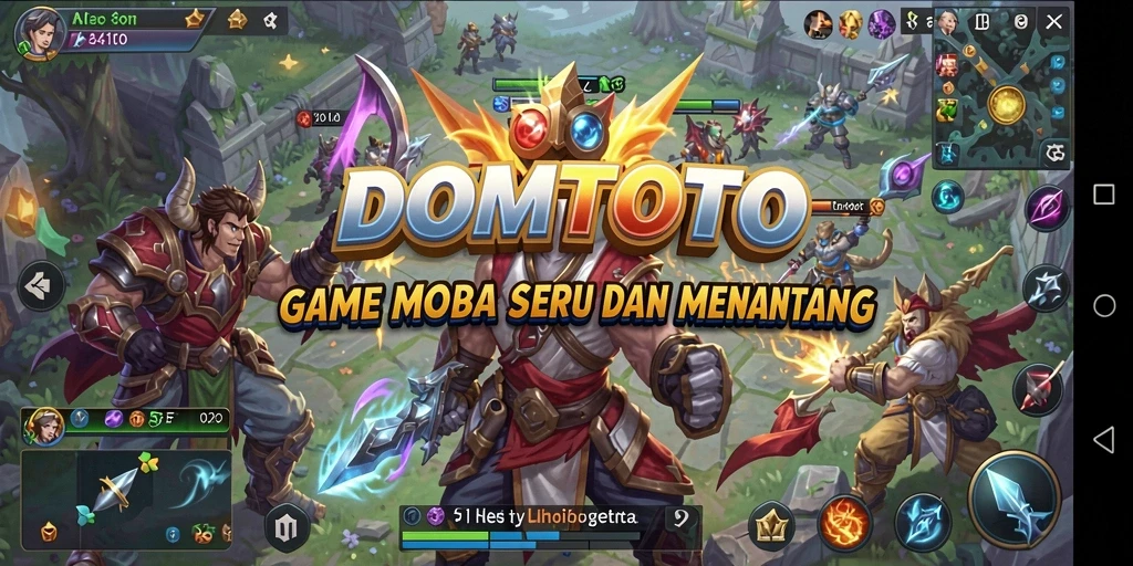 Tampilan aksi seru dalam gameplay DOMTOTO MOBA.