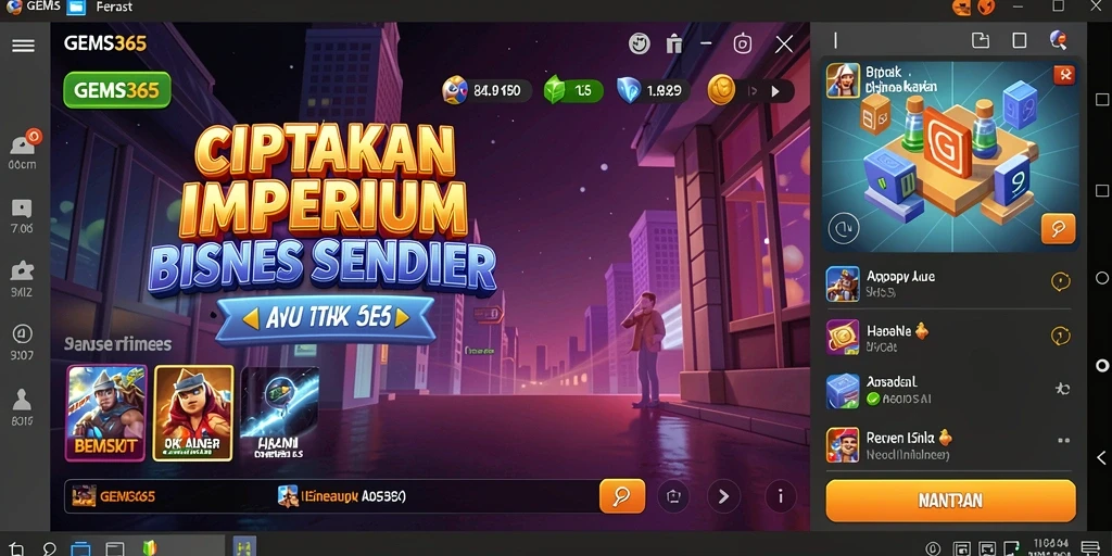 Screenshot GEMS365 menunjukkan gameplay menarik dalam pengelolaan bisnis.