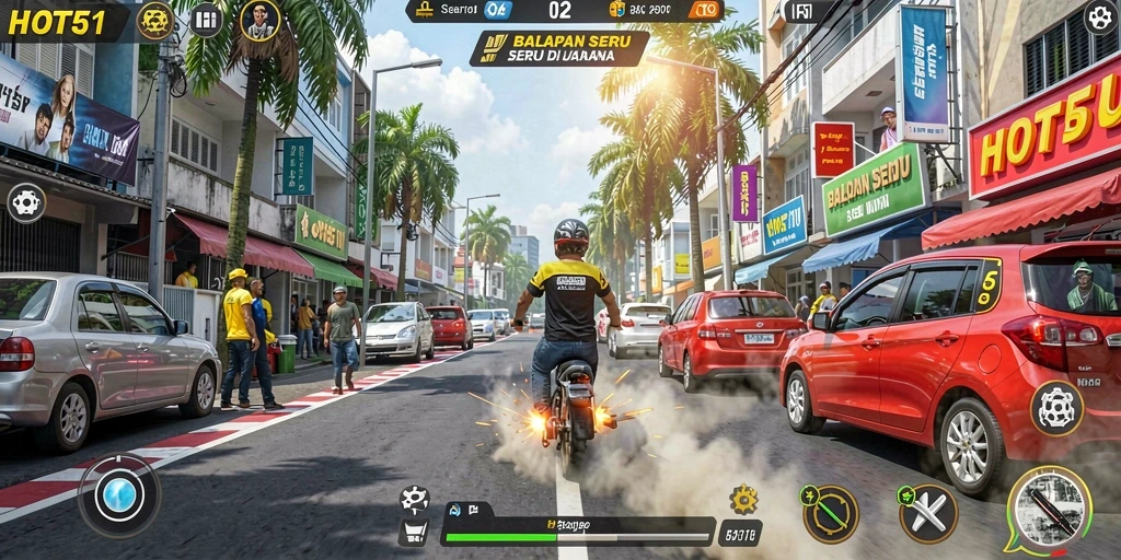 Screenshot HOT51 menampilkan aksi balapan yang mendebarkan dan grafis yang menakjubkan.