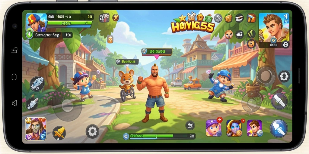 Tampilan gameplay HOYE55 yang penuh warna dan menyenangkan.