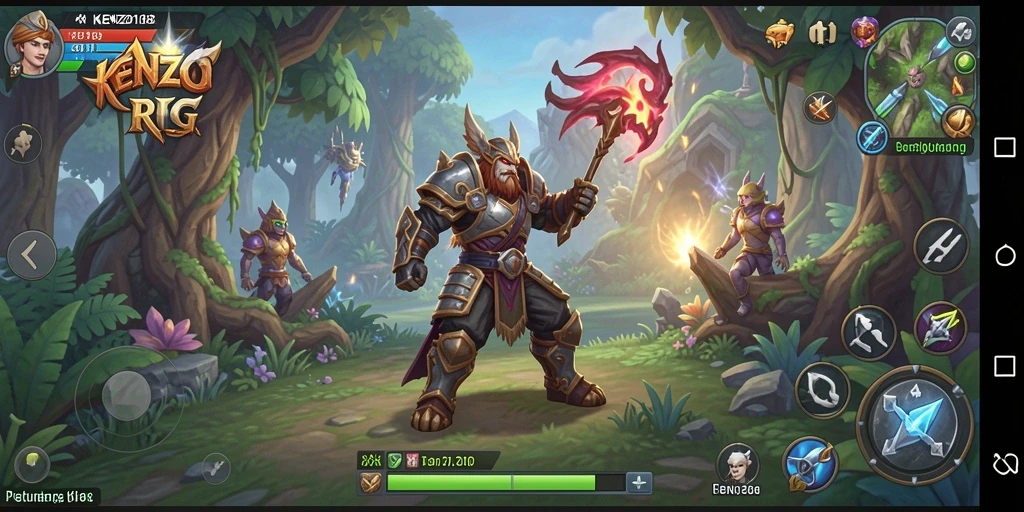 Screenshot gameplay KENZO188 yang menunjukkan pertarungan seru di dunia RPG.