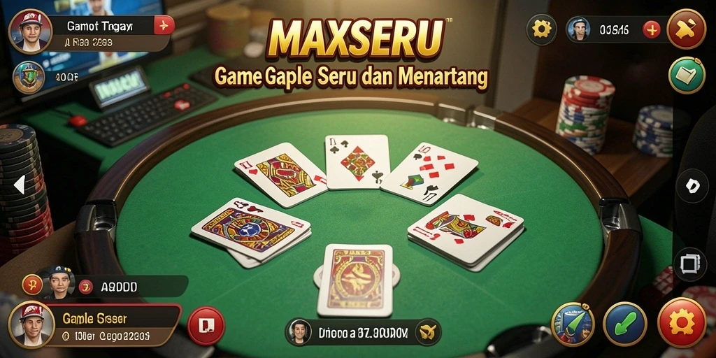 Tampilan gameplay Gaple di MAXSERU yang menarik dan interaktif.