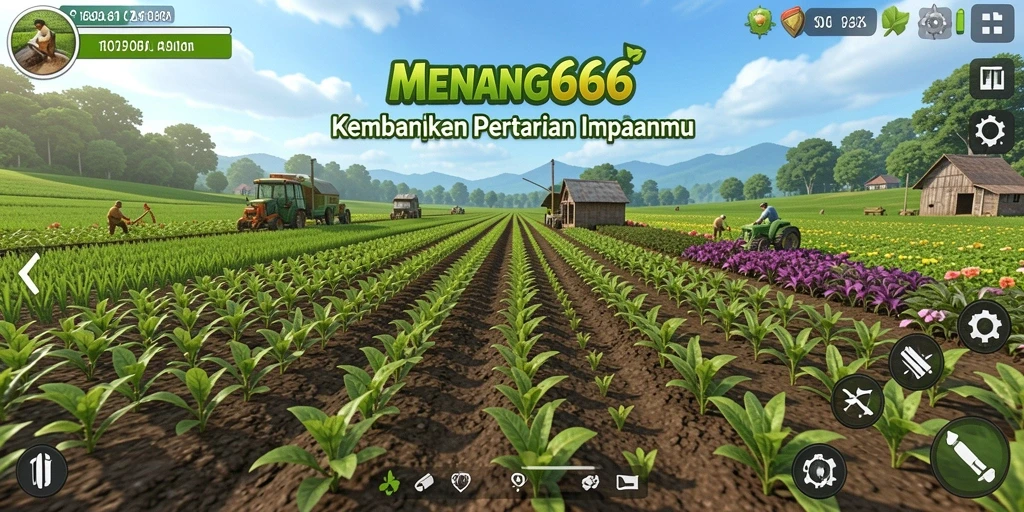 Tangkapan layar dari gameplay <strong>MENANG666</strong> menampilkan aktivitas bertani yang menyenangkan.