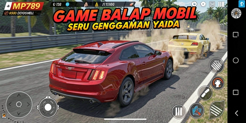 Gambaran gameplay balap seru di MVP789 dengan banyak mobil dan sirkuit.