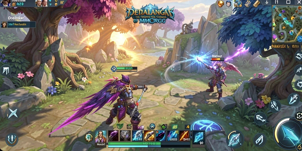 Screenshot utama NOX123 menampilkan aksi pertempuran seru dalam dunia MMORPG.