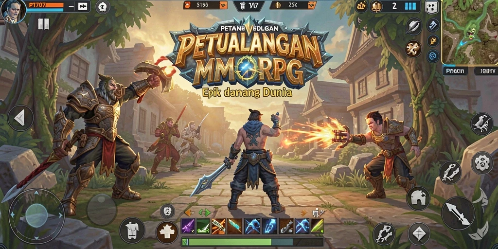 Screenshot PT707 menampilkan aksi pertarungan seru dalam dunia MMORPG.