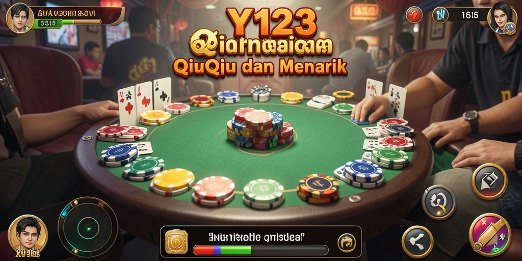 Tampilan gameplay QiuQiu dengan kartu yang menegangkan.